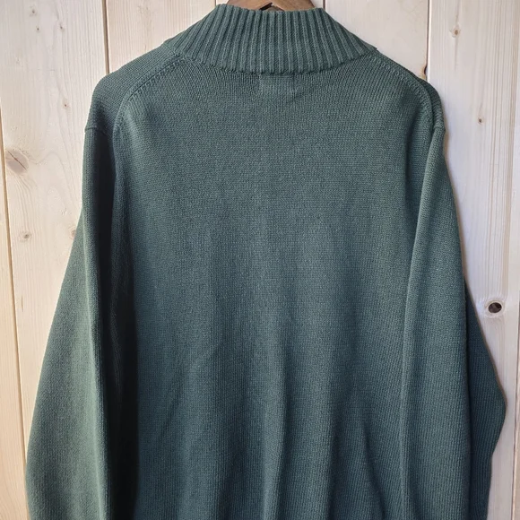 L.L Bean Full Zip Mock Neck Heavy Knit Cotton Sweater Mens Large Regular - Picture 7 of 9